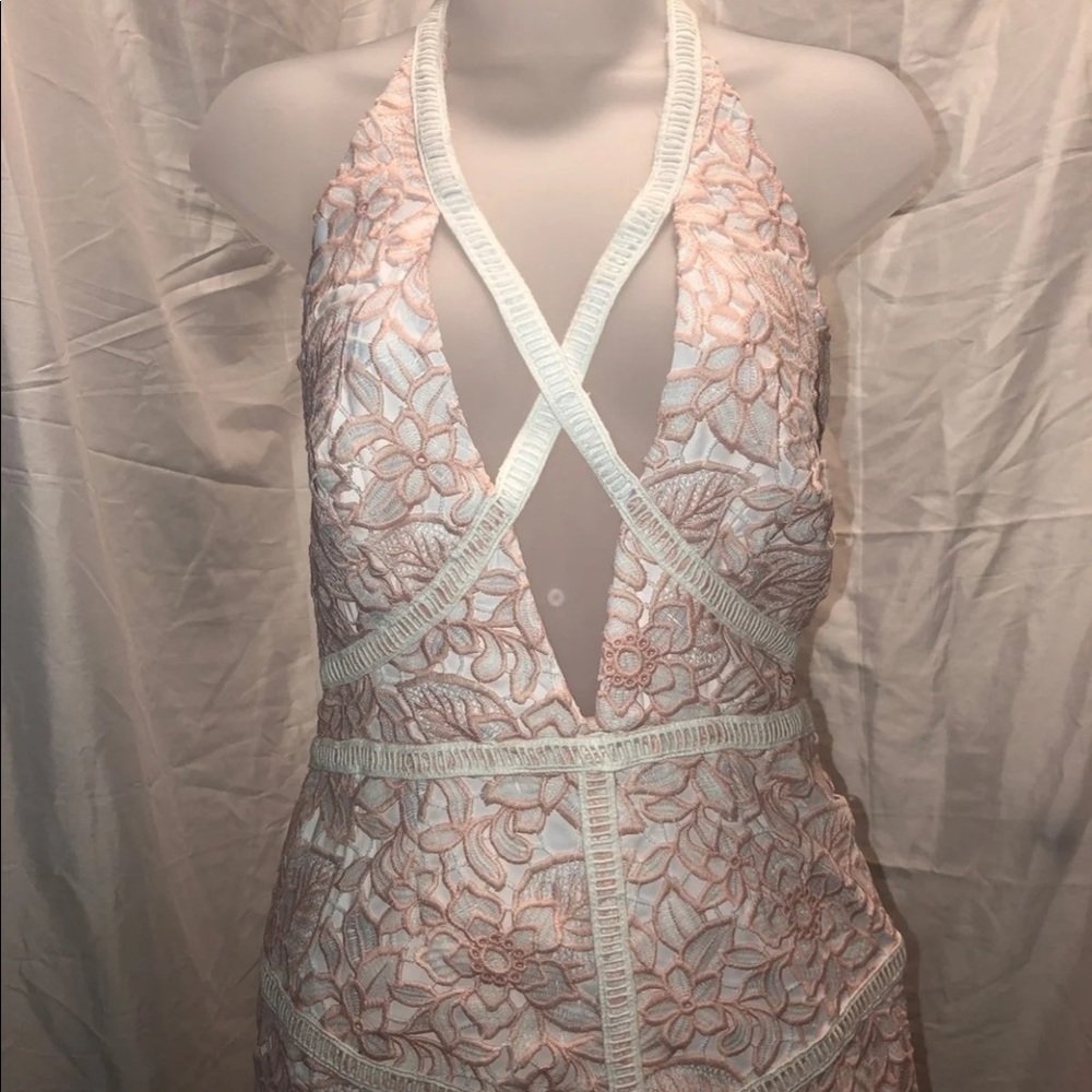Pink and white special occasion maxi dress